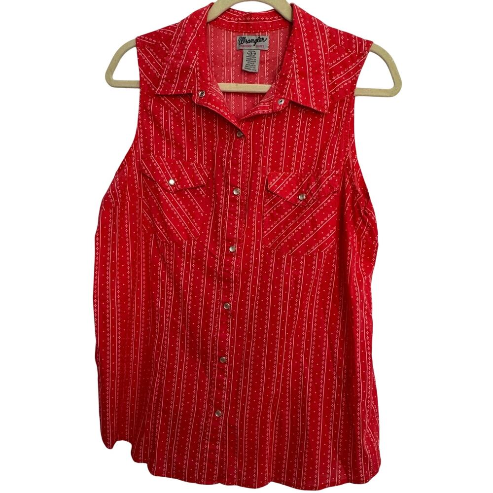 Wranglers Women's Wrancher Shirt Size large Farm Sleeveless Work Blouse Garden